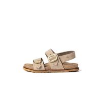 Yokono Sandalias Planas de Mujer de Piel BOLUS-252 Beige | Zapatos Mujer Primavera-Verano | Piel Vacuna Nobuck | 2 CM