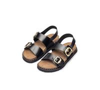 Yokono Sandalias Planas de Mujer de Piel BOLUS-252 Negro | Zapatos Mujer Primavera-Verano | Piel Vacuna Napa | 2 CM