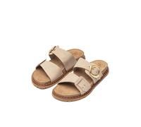 Yokono Sandalias Planas de Mujer de Piel BOLUS-254 Beige | Zapatos Mujer Primavera-Verano | Piel Vacuna Nobuck | 2 CM