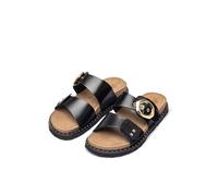 Yokono Sandalias Planas de Mujer de Piel BOLUS-254 Negro | Zapatos Mujer Primavera-Verano | Piel Vacuna Napa | 2 CM