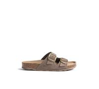 Yokono Sandalias Planas de Mujer de Piel GRANADA-701 MARRÓN Claro | Zapatos Mujer Primavera-Verano | Piel Vacuna Nobuck | 3 CM