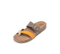 Yokono Sandalias Planas de Mujer de Piel JERBA-091 Naranja | Zapatos Mujer Primavera-Verano | Piel Vacuna Nobuck | 3 CM