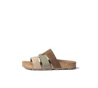 Yokono Sandalias Planas de Mujer de Piel JERBA-116 Verde | Zapatos Mujer Primavera-Verano | Piel Vacuna Nobuck | 3 CM