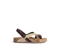Yokono Sandalia Plana JERBA-718 Marron | Zapatos Mujer Primavera-Verano | Piel Vacuna Nobuck | 3 CM