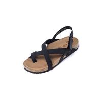Yokono Sandalias Planas de Mujer de Piel JERBA-718 Negro | Zapatos Mujer Primavera-Verano | Piel Vacuna Nobuck | 3 CM
