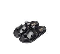 Yokono Sandalias Planas de Mujer de Piel MORENA-125 Negro | Zapatos Mujer Primavera-Verano | Piel Vacuna Napa | 2 CM