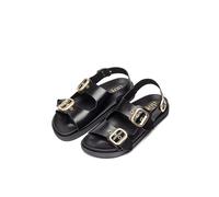 Yokono Sandalias Planas de Mujer de Piel MORENA-253 Negro | Zapatos Mujer Primavera-Verano | Piel Vacuna Napa | 2 CM