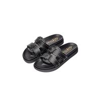 Yokono Sandalias Planas de Mujer de Piel MORENA-312 Negro | Zapatos Mujer Primavera-Verano | Piel Vacuna Napa | 2 CM