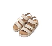Yokono Sandalias Planas de Mujer de Piel TUNEZ-127 Beige | Zapatos Mujer Primavera-Verano | Piel Vacuna Serraje | 2 CM