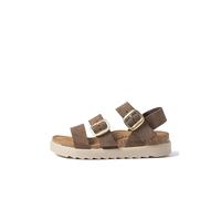 Yokono Sandalias Planas de Mujer de Piel TUNEZ-127 MARRÓN Oscuro | Zapatos Mujer Primavera-Verano | Piel Vacuna Serraje | 4 CM