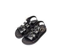 Yokono Sandalias planas de mujer de piel TUNEZ-255 NEGRO | Zapatos mujer Primavera-Verano | Piel vacuna Vaquetilla | 2 CM