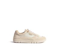 Yokono Sneaker FLOW-104 Beige | Zapatos Mujer Primavera-Verano | Piel Vacuna Rejilla | 2 CM