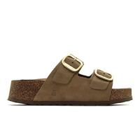 Yokono - Zueco con plataforma de corcho,sandalias de pala,piel,ante,dos cierres con hebilla, para: Mujer color: MUSHROOM talla:36