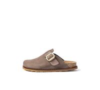 Yokono Zueco Plano BOLUS-599 MARRÓN Claro | Zapatos Mujer Primavera-Verano | Piel Vacuna Nobuck | 3 CM