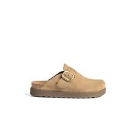 Yokono Zueco Plano TUNEZ-599 MARRÓN Claro | Zapatos Mujer Primavera-Verano | Piel Vacuna Serraje | 4 CM