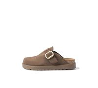 Yokono Zueco Plano TUNEZ-599 MARRÓN Oscuro | Zapatos Mujer Primavera-Verano | Piel Vacuna Serraje | 4 CM