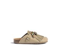 Yokono Zueco Plano ZUECO-261 Verde | Primavera-Verano | Piel Vacuna Serraje | 2 CM