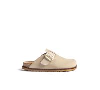 Yokono Zuecos Planos de Mujer de Piel BOLUS-599 Beige | Zapatos Mujer Primavera-Verano | Piel Vacuna Nobuck | 3 CM