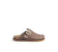 Yokono Zuecos Planos de Mujer de Piel BOLUS-599 MARRÓN Claro | Zapatos Mujer Primavera-Verano | Piel Vacuna Nobuck | 3 CM