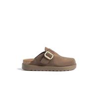 Yokono Zuecos Planos de Mujer de Piel TUNEZ-599 MARRÓN Oscuro | Zapatos Mujer Primavera-Verano | Piel Vacuna Serraje | 4 CM