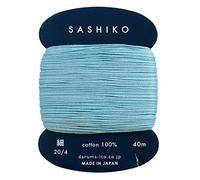 Yokota Daruma Sashiko hilo de color único y variado (azul agua, tarjeta fina de 40 m)