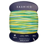 Yokota Daruma Sashiko hilo de color único y variado (hielo afeitado, tarjeta fina de 40 m)