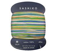 Yokota Daruma Sashiko hilo de color único y variado (Tanabata, tarjeta fina de 40 m)