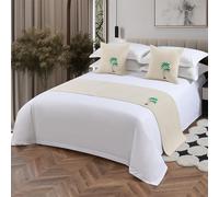 Yokqexz Camino De Cama De Chenilla con Diseño A Rayas, Antideslizante, For Decoración De Dormitorio De Hotel, Boda, Habitación De Invitados, Hogar(Beige,50 * 210cm for 150cm Bed)