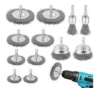 Yokuni 12 Piezas Cepillos de Alambre para Taladro, Vástago Redondo 6 mm Cepillo Metalico Limpieza Lijadora para Cepillos Alambre Taladro Profesionale para Pulir/Lijar/Eliminación Óxido/Corrosión
