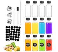 Yokuni 12 x Mini Botellas de Cristal 60ml, Botellitas Pequeñas Para Rellenar Embudos, Etiquetas y Bolígrafo, Shots Botellitas Set para Mermeladas Caseras, Especias, Favores de Boda y Fiestas