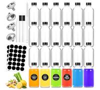 Yokuni 24 x Mini Botellas de Cristal 120ml, Botellitas Pequeñas Para Rellenar Embudos, Etiquetas y Bolígrafo, Shots Botellitas Set para Mermeladas Caseras, Especias, Favores de Boda y Fiestas