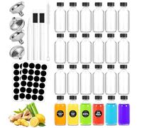 Yokuni 24 x Mini Botellas de Cristal 60ml, Botellitas Pequeñas Para Rellenar Embudos, Etiquetas y Bolígrafo, Shots Botellitas Set para Mermeladas Caseras, Especias, Favores de Boda y Fiestas