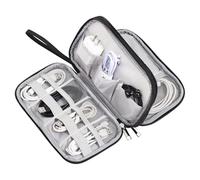 Yokuni Bolsa para Cable De Datos, Bolsa para Cable De Datos De Doble Capa con Asa Portátil, Bolsa De Viaje para Cables De Datos, Accesorios Electrónicos, Batería Externa USB, Tarjetas SD (Negro)