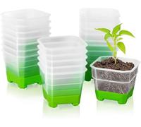 Yokuni Macetas para Flores Juego de 20, Macetas Plástico Transparente con Agujeros de Drenaje - 10cm - Macetas de Inicio de Semillas Contenedor de Trasplante de Plantas