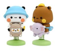 YOKUSHI 2 piezas de decoración de tablero de automóvil de Bubu Dudu Bears, bonita estatua de dibujos animados, osos de panda, decoración de escritorio de oficina, mercancía Bubu y Dudu para decoración