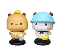 YOKUSHI 2 piezas de decoración de tablero de automóvil de Bubu y Dudu Bears de dibujos animados, figura de oso panda para decoración de escritorio de oficina, accesorios de decoración, adornos de mesa