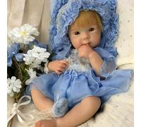 Yokyyi Muñeca de bebé de silicona de 45,7 cm, cuerpo completo, con boca abierta, hecha a mano, suave, recién nacida, con accesorios