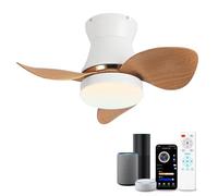 YOLEDY Ventilador de Techo Inteligente con Luz, Compatible con Alexa y App, Plafón LED Regulable con Mando a Distancia, Motor Silencioso, Modo Invierno, Ideal para Dormitorio, 53cm