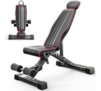 YOLEO Banco de pesas ajustable, banco de entrenamiento plegable de 660 libras con protección extendida para cabeza/cuello para press de banca, banco plano inclinado y declinado