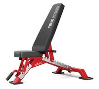 YOLEO Banco de Pesas Ajustable - Banco de musculación plegable para gimnasio en casa, Banco de trabajo de alta resistencia, banco abdominal inclinado/declinado (Rojo Supremo)