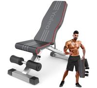YOLEO Banco de pesas plegable multifunción para entrenamiento, fitness, abdominales, banco inclinado con 6 posiciones, respaldo ajustable, cojín de asiento ajustable en 3 posiciones, carga 300 kg