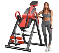 YOLEO Gravity - Mesa de inversión resistente con reposacabezas y cinturón protector ajustable para terapia de alivio del dolor (rojo 02)