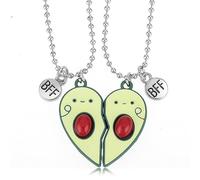 Yolev 2 Piezas Collares de la Amistad Emparejamiento Magnético Niña Collar de Amistad Cumpleaños Navidad Dama de Honor Hermana Mejores Amigas Collares Aguacate Corazón Collar de Amistad Niña