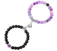 Yolev 2 Piezas Pulsera Pareja Magnética Pulsera para Mujer y Hombre Pulseras para Parejas de Relación Eterna Pulsera Amistad de Larga Distancia Pulsera de Corazón para Novio Novia Amante Mejor Amigo