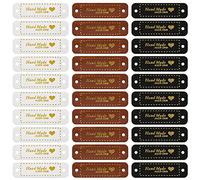 Yolev 30 Piezas Etiquetas de Cuero PU Hechas a Mano Etiquetas para Coser a Mano Etiquetas de Cuero Personalizadas para Ropa Sombreros Accesorios de Costura DIY