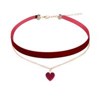 Yolev Choker Negro Gargantilla Rojo de Terciopelo Collar Gotico de Gargantillas de Corazón de Terciopelo Clásico Collares Ajustable en Capas Joyería para Niñas Joyería Mujer