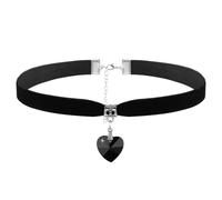 Yolev Gargantilla de Terciopelo Negro de Corazón para Mujer Cadena de Corazón Negro Collar de Disfraz Ajustable Gótico Vintage Gargantilla para Años 80 y 90 Fiesta Halloween Cosplay Joyería (Negro)