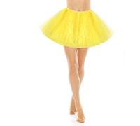 Yolev Tutu Amarillo Mujer con Estrellas de Lentejuelas Tutus de Bailarina de Tul de 3 Capas Falda de Tul de Burbujas Retro de Disfraz de Los 80 Mujer Carnava Cosplay Dia de los Muertos Disfraz