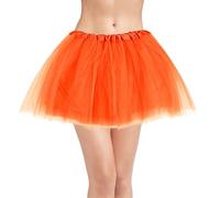 Yolev Tutu Naranja Mujer Adultos Falda Tul Niña Elástica de 3 Capas Falda de Ballet Disfraz de Carnaval Vestidos de Halloween Disfraz de los 80 Mujer Tutus para Correr Dia de los Muertos Disfraz