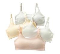 Yolhloy Sujetador de Niña Algodón Top Básico sin Aros, Sujetador Deportivo para Niña Adolescente con Removibles Almohadillas Ropa Interior